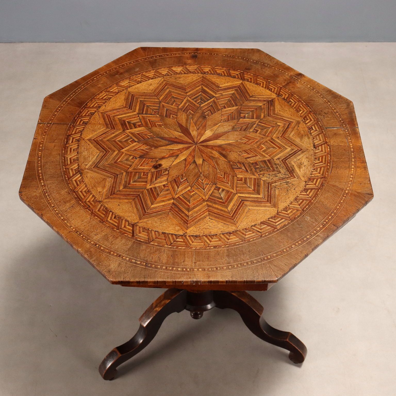 Antique Small Table Rolo Walnut Inlays Italy XIX Century photo Furniture