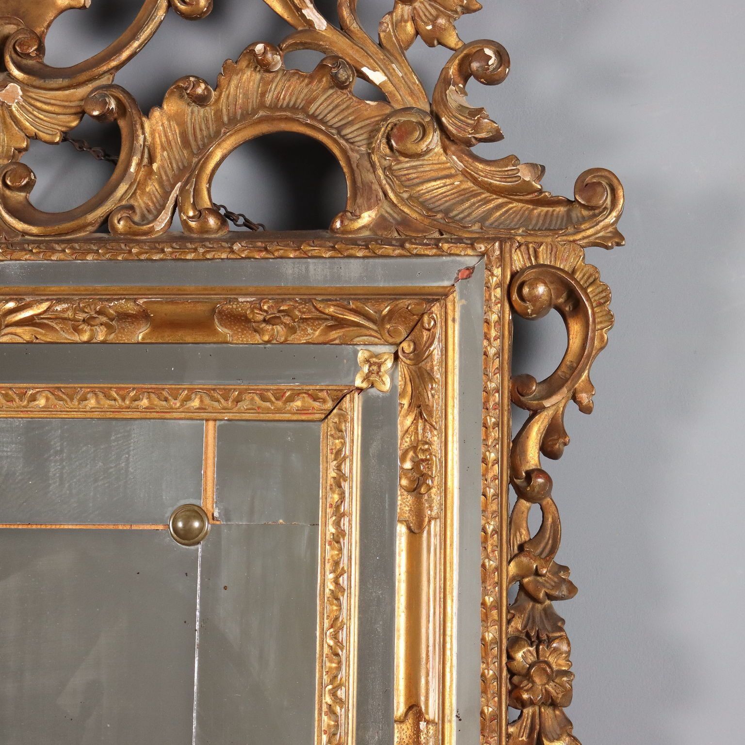 Mirror Baroque Style Carved Wood Italy XIX Century photo vinterior
