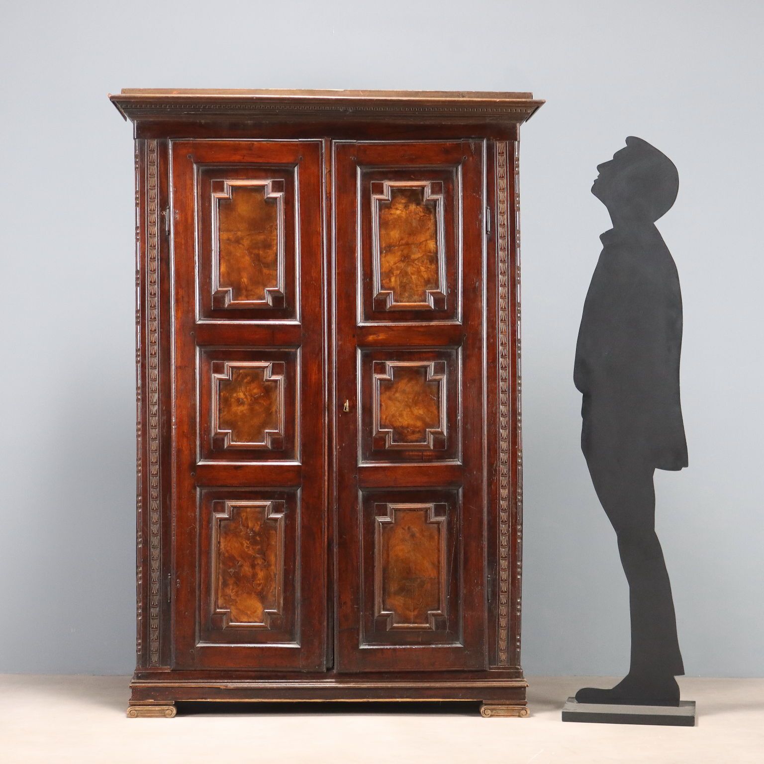 Antique Wardrobe Walnut Walnut Burl Italy Mid XIX Century photo for sale