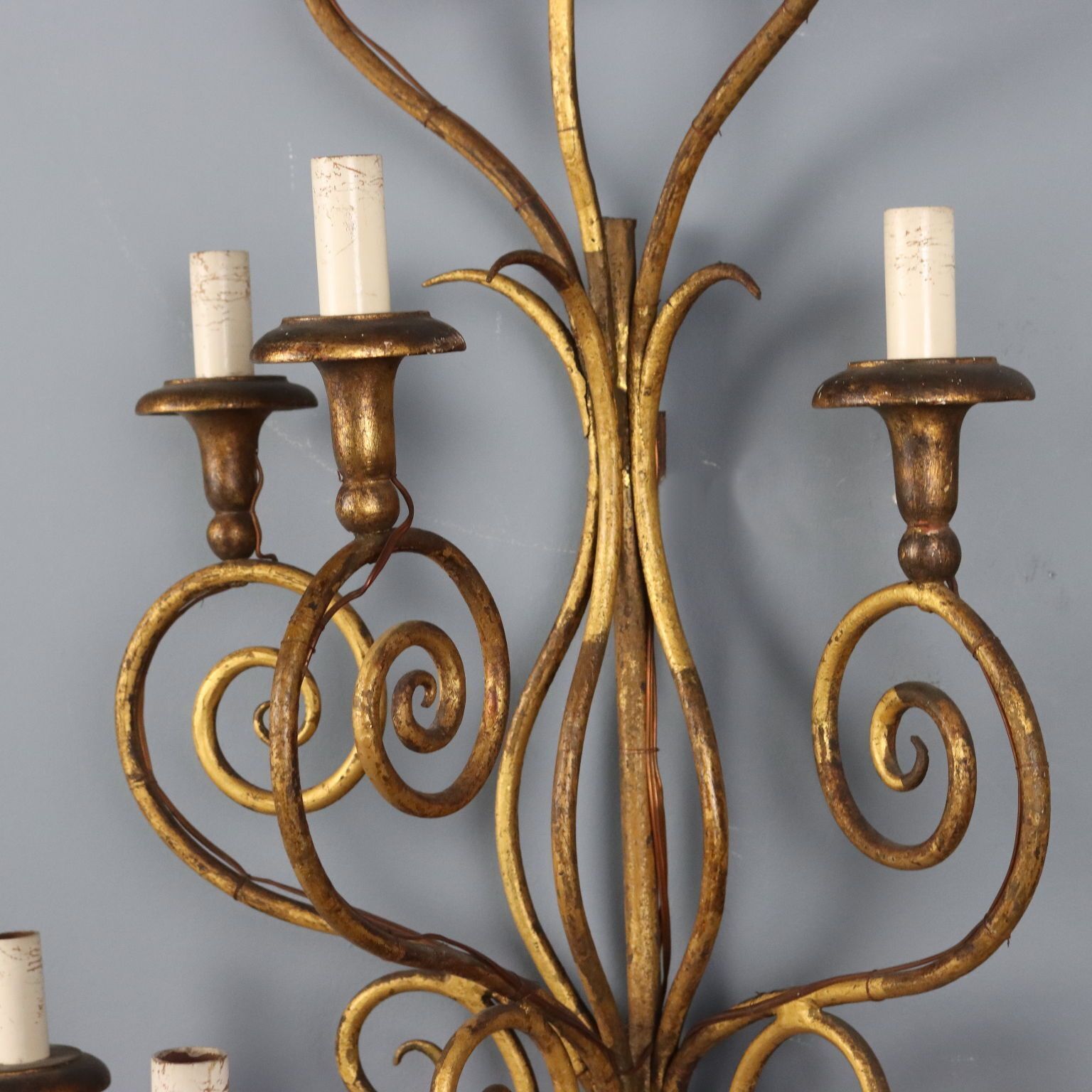 Antique Wall Lamps Gilded Iron 8 Lights Italy XX Century photo Lighting