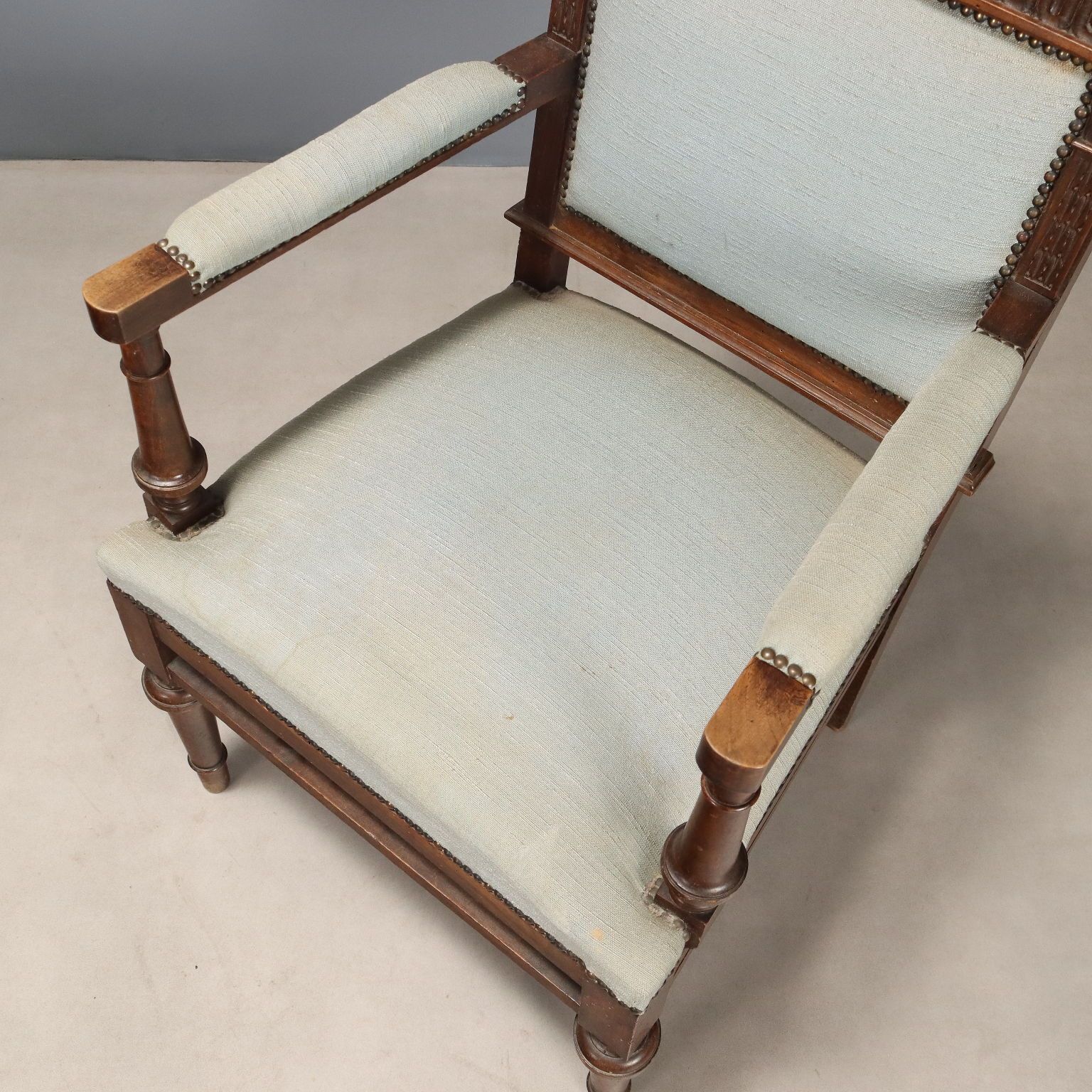 Armchairs Neo Baroque Walnut Fabric XIX Century photo vintage