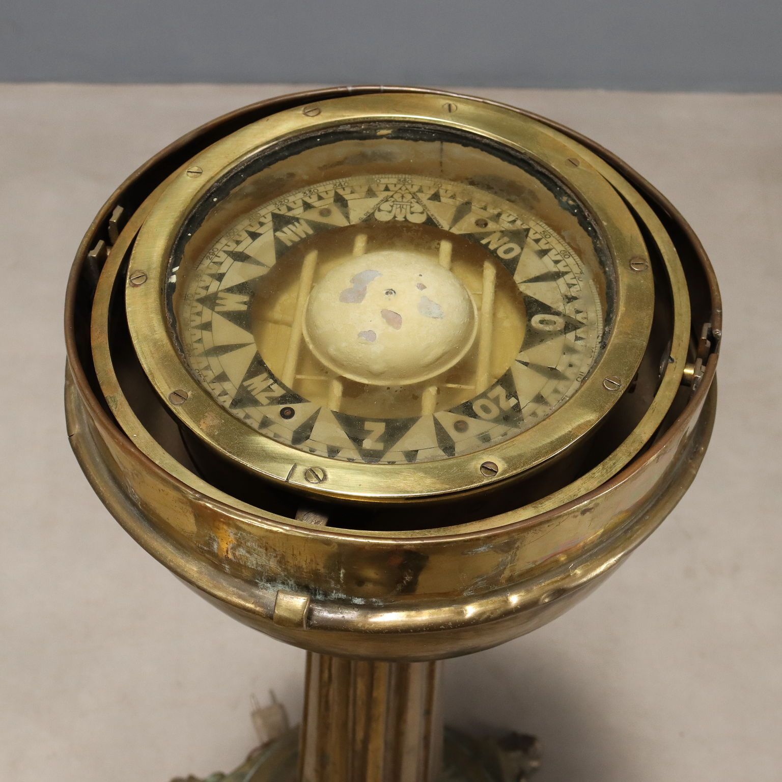 Antique Nautical Compass In A Binnacle England XX Century photo for sale