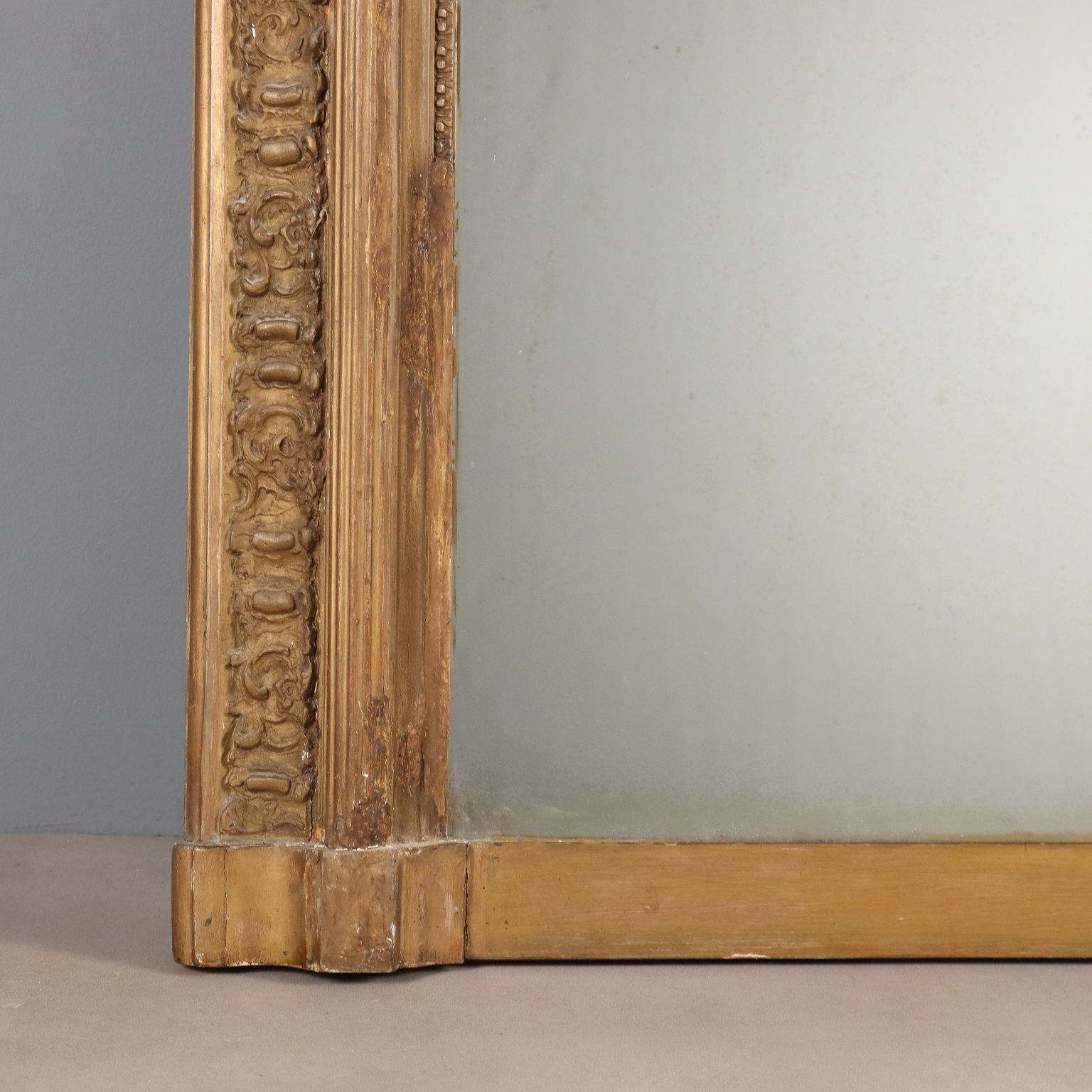 Antique Mirror Carved Gilded Wood Italy XIX Century photo vinterior