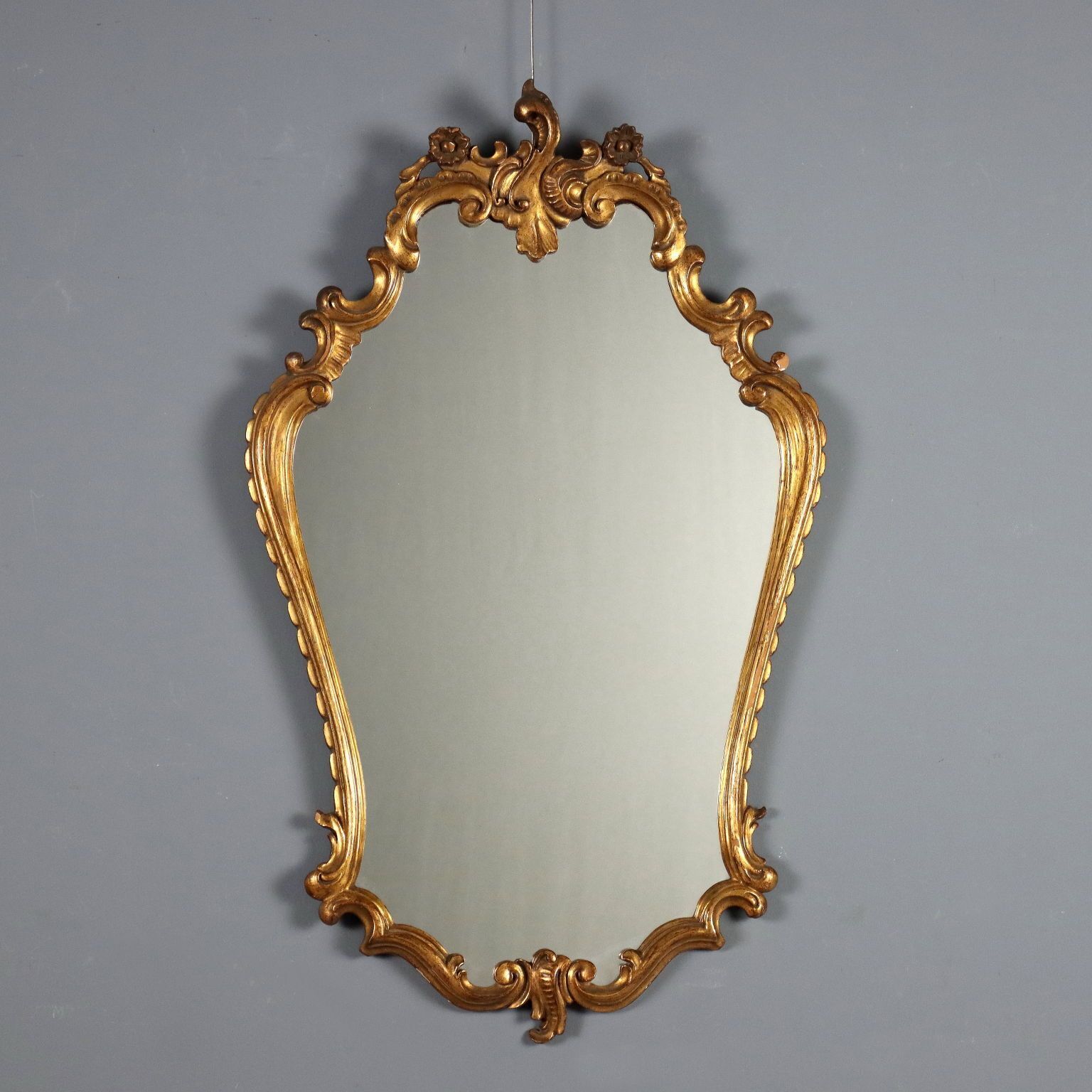 Antique Mirror Carved Gilded Wood Italy Early XX Century