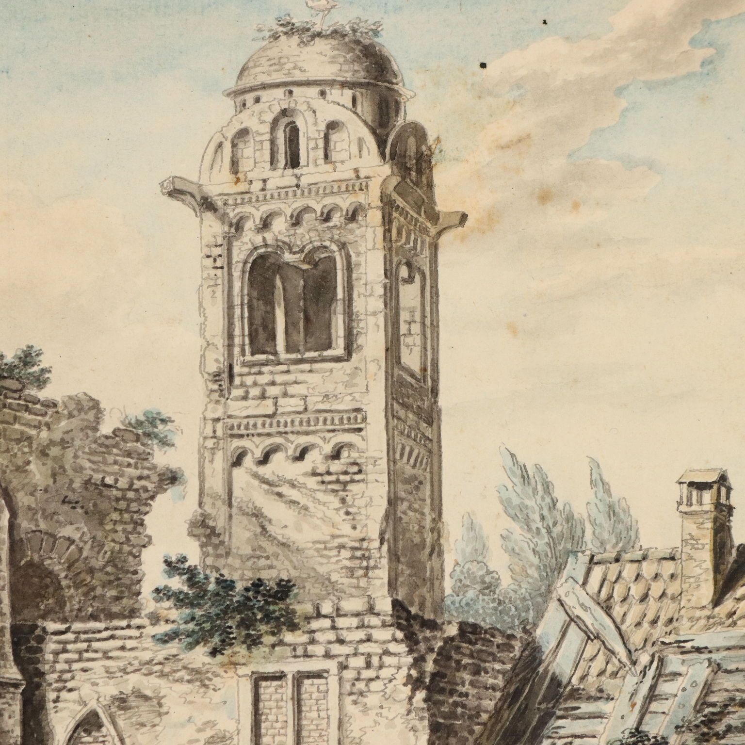 Antique Painting Signed Johann Franz Gout Church In Ruins 1782 photo Art