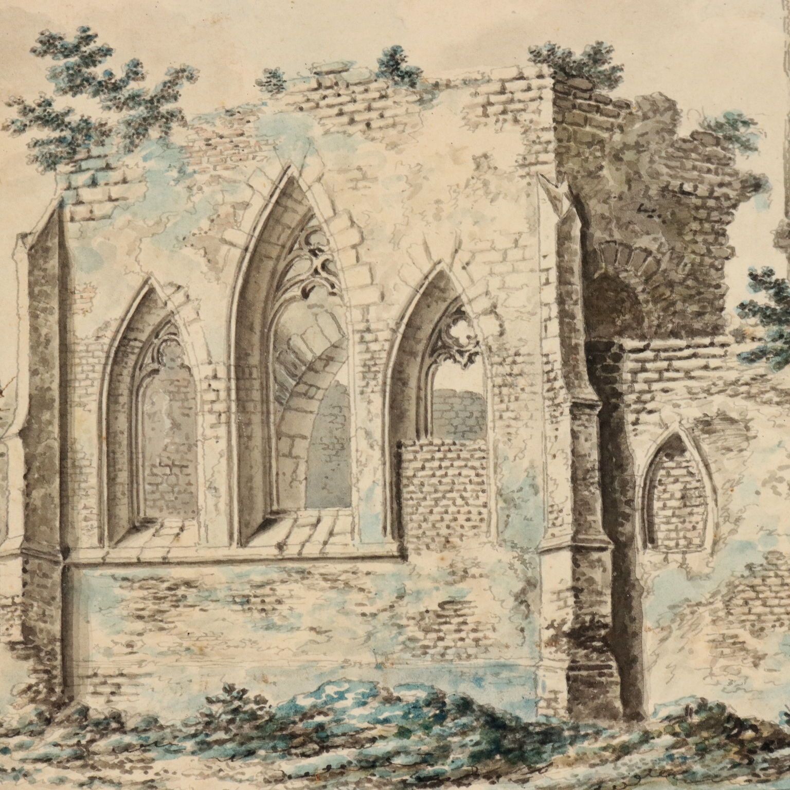 Antique Painting Signed Johann Franz Gout Church In Ruins 1782 photo 250.0