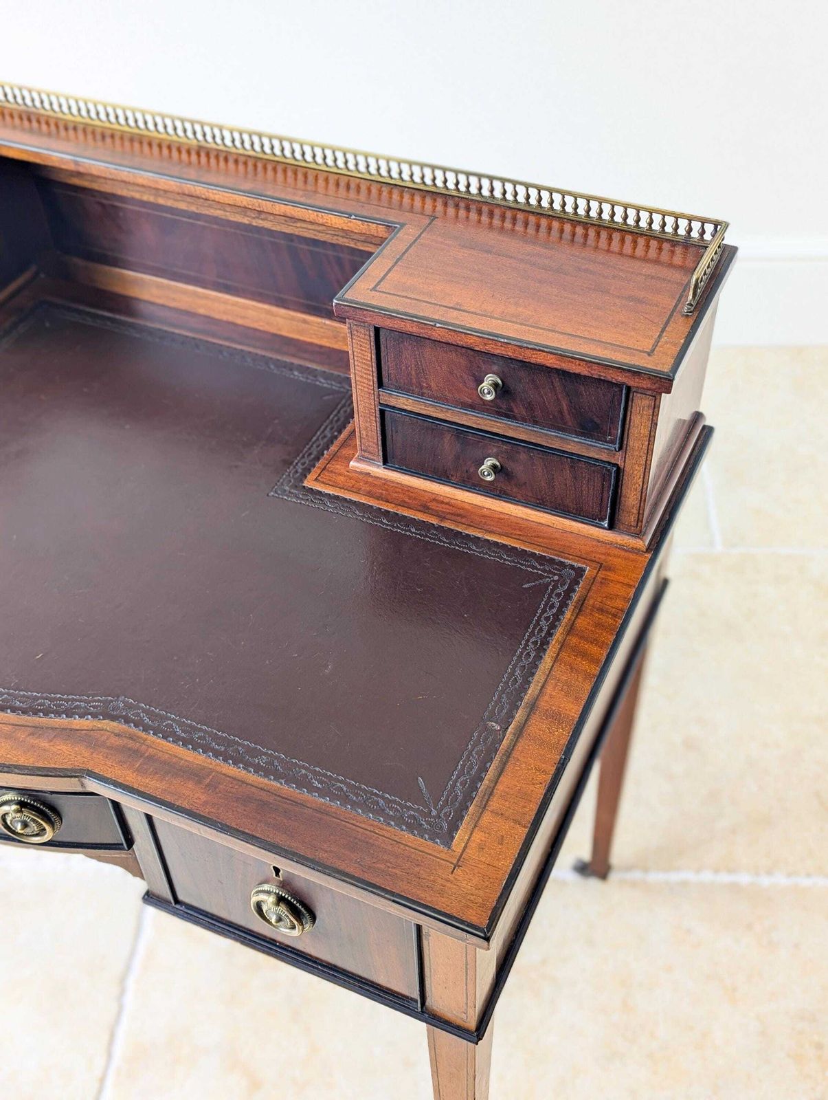 1045.0 Antique Edwardian Mahogany Writing Desk C.1910 photo