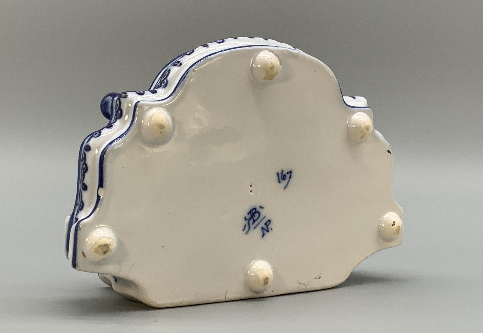 photo vintage Dutch Delft Desktop Inkwell Stand Blue And White Faience Late 19th Century