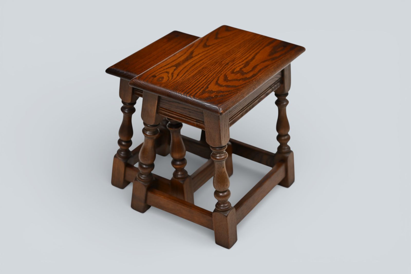 Old Charm Oak Nest Of 2 Tables Model 1494 Tudor Brown Finish Free Uk Delivery photo 207.0