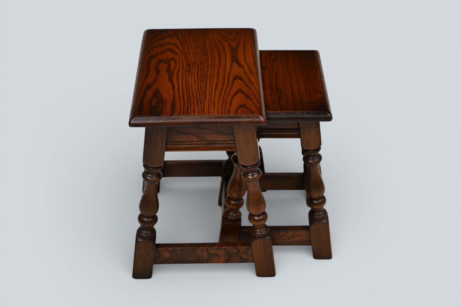 Old Charm Oak Nest Of 2 Tables Model 1494 Tudor Brown Finish Free Uk Delivery photo vintage