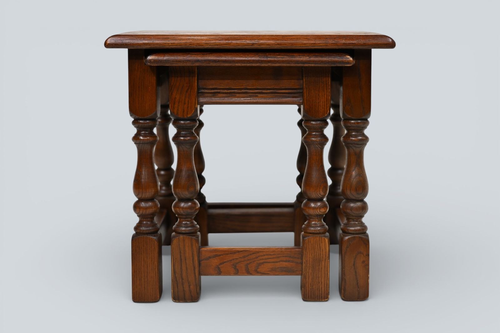 207.0 Old Charm Oak Nest Of 2 Tables Model 1494 Tudor Brown Finish Free Uk Delivery photo