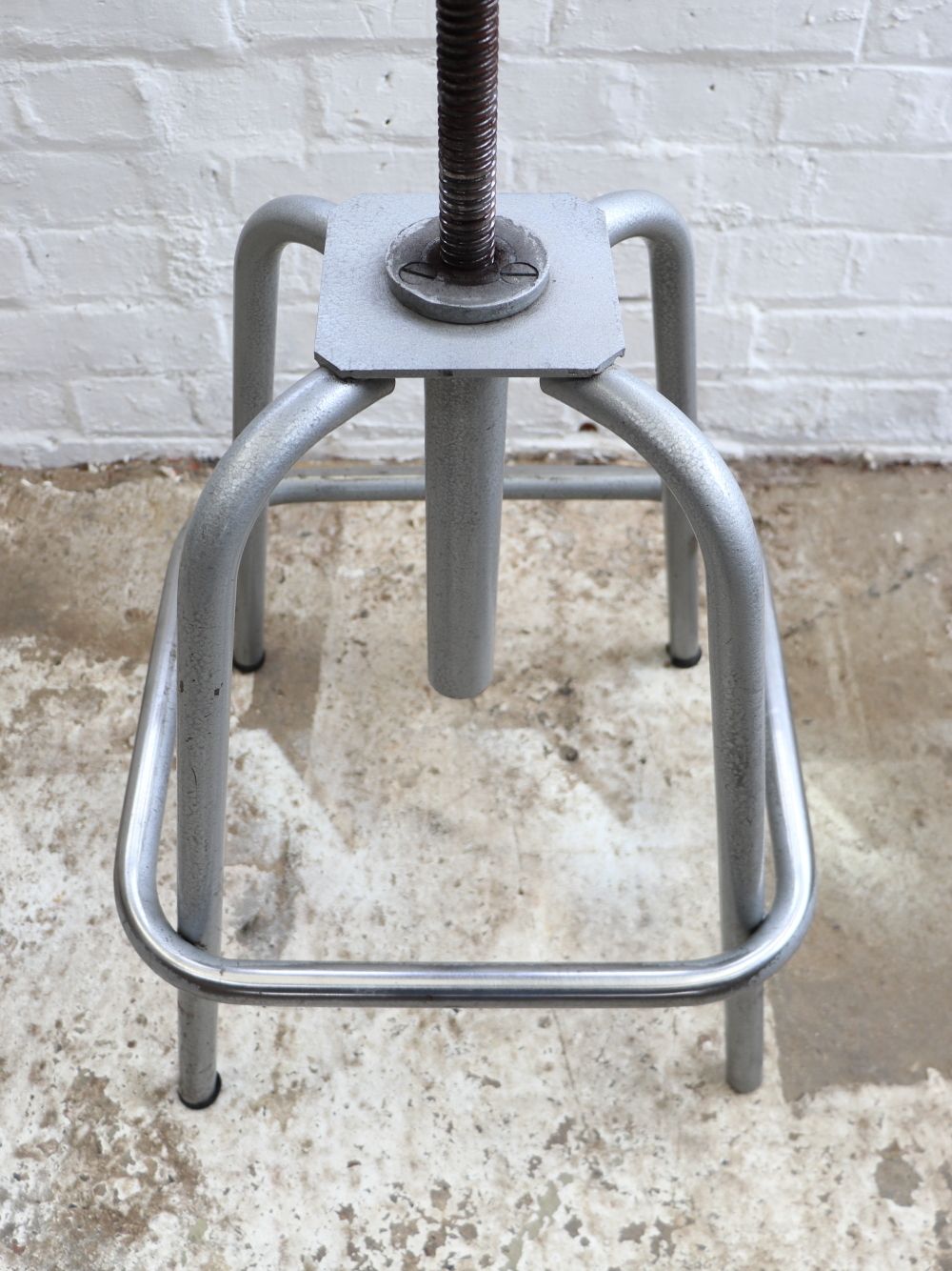 Lovely French L.Sautereau Industrial Swivel Stool photo vintage