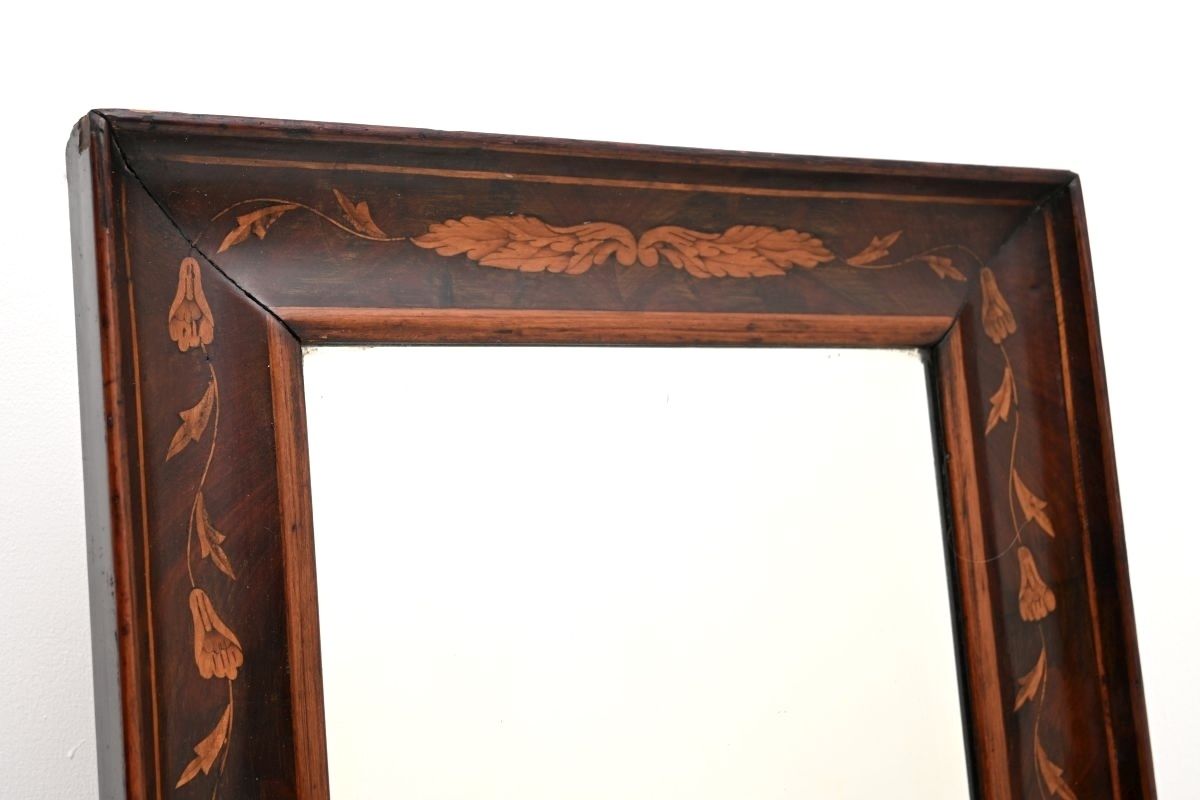 Antique Dutch Marquetry Period Inlaid Mahogany Mirror photo 878.0