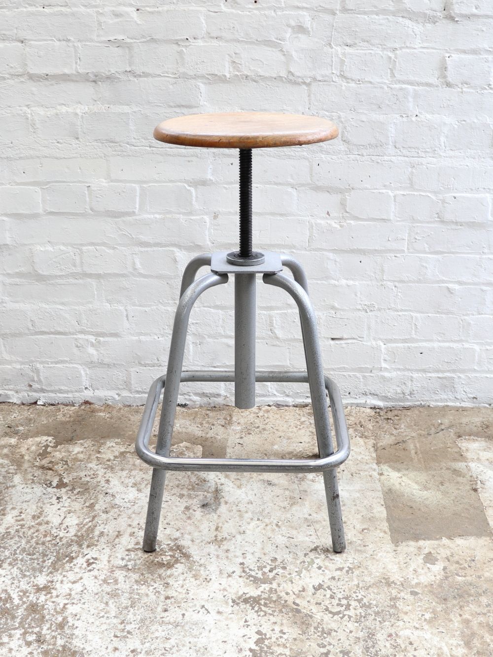 Lovely French L.Sautereau Industrial Swivel Stool photo furniture