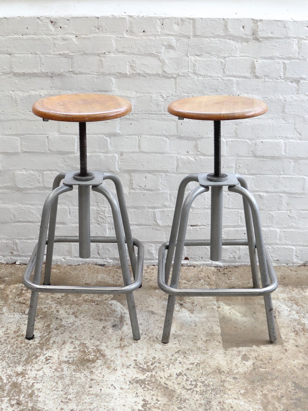 225.0 Lovely French L.Sautereau Industrial Swivel Stool photo