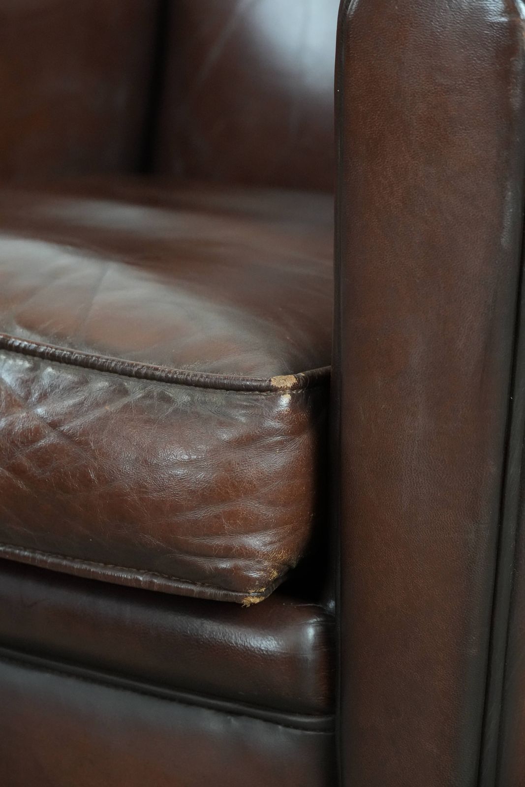 923.0 Beautifully Shaped Sheep Leather Art Deco Design Armchair With Timeless And Warm Colors photo