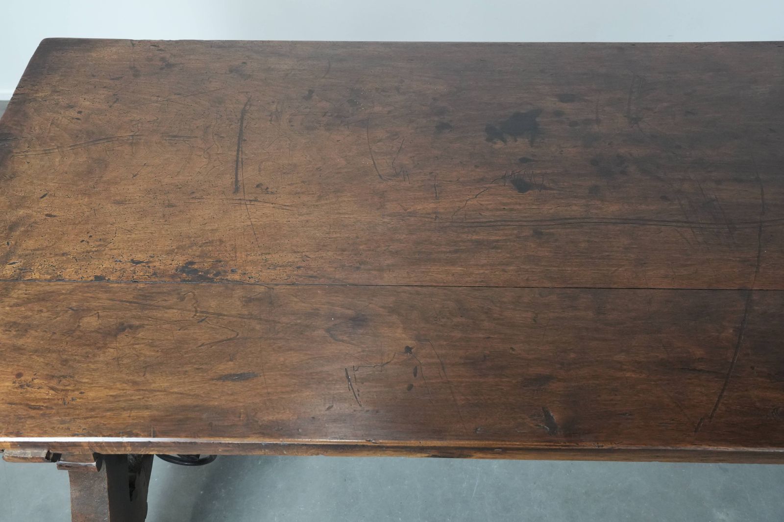 Antique 18th Century Spanish Dining Table With A Wrought Iron Base In A Unique Large Size photo buy