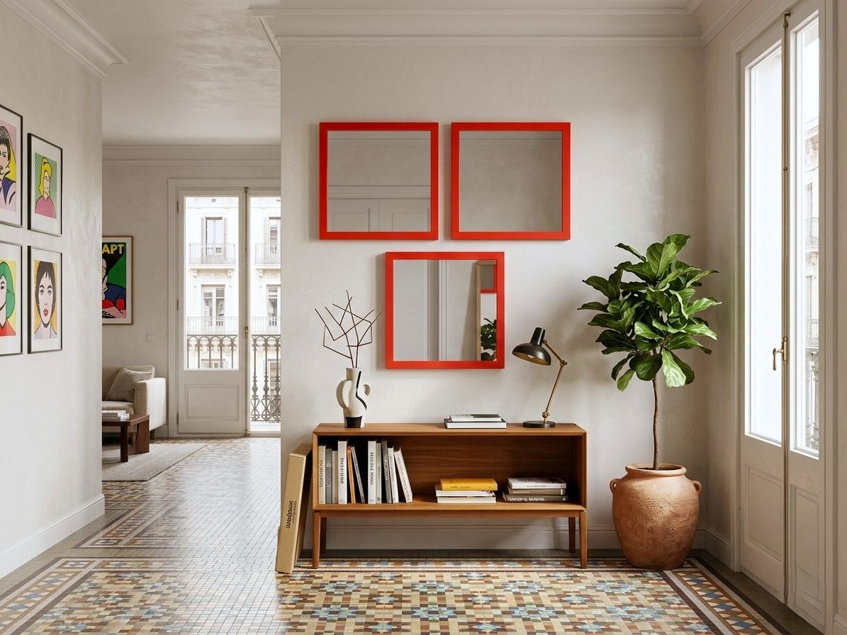 1970s Anna Castelli Ferrieri For Kartell Mod. 4727 Red Mirror photo for sale