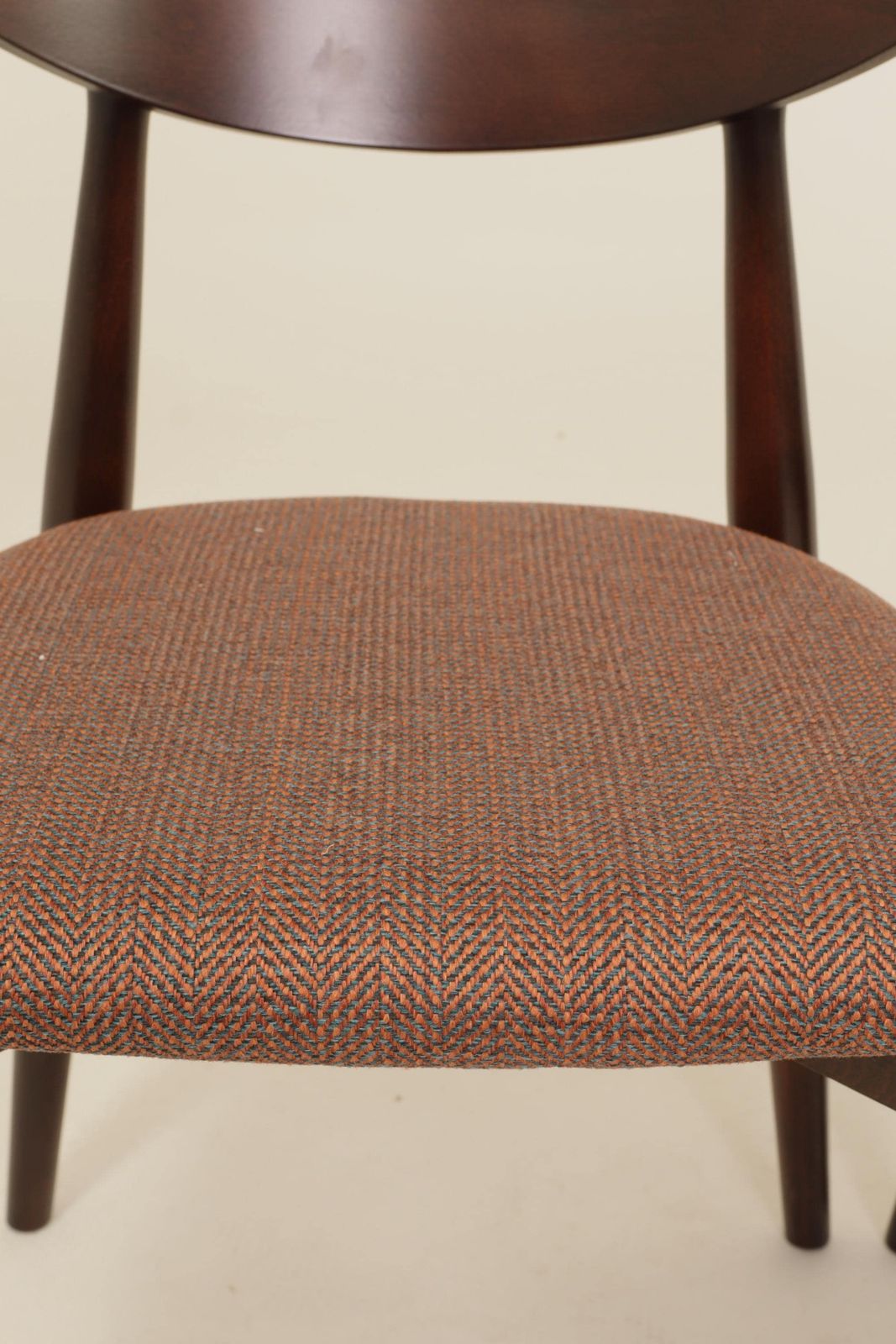 Set Of 4 Modern Beech Wood Dining Chair, Herringbone Terracota Fabric photo buy
