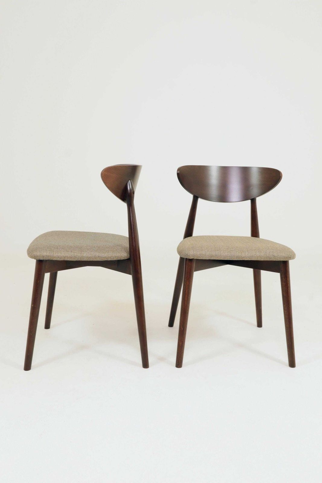 Set Of 4 Modern Beech Wood Dining Chair, Herringbone Yellow Ocra Fabric photo 746.0