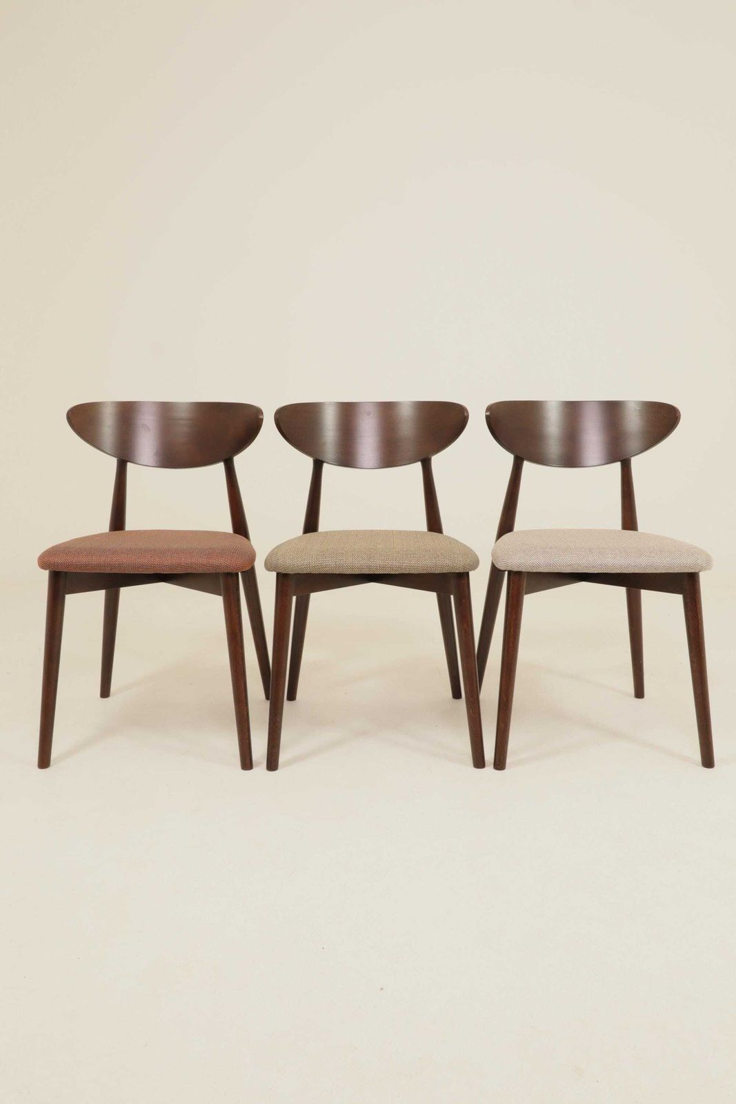photo for sale Set Of 4 Modern Beech Wood Dining Chair, Herringbone Yellow Ocra Fabric