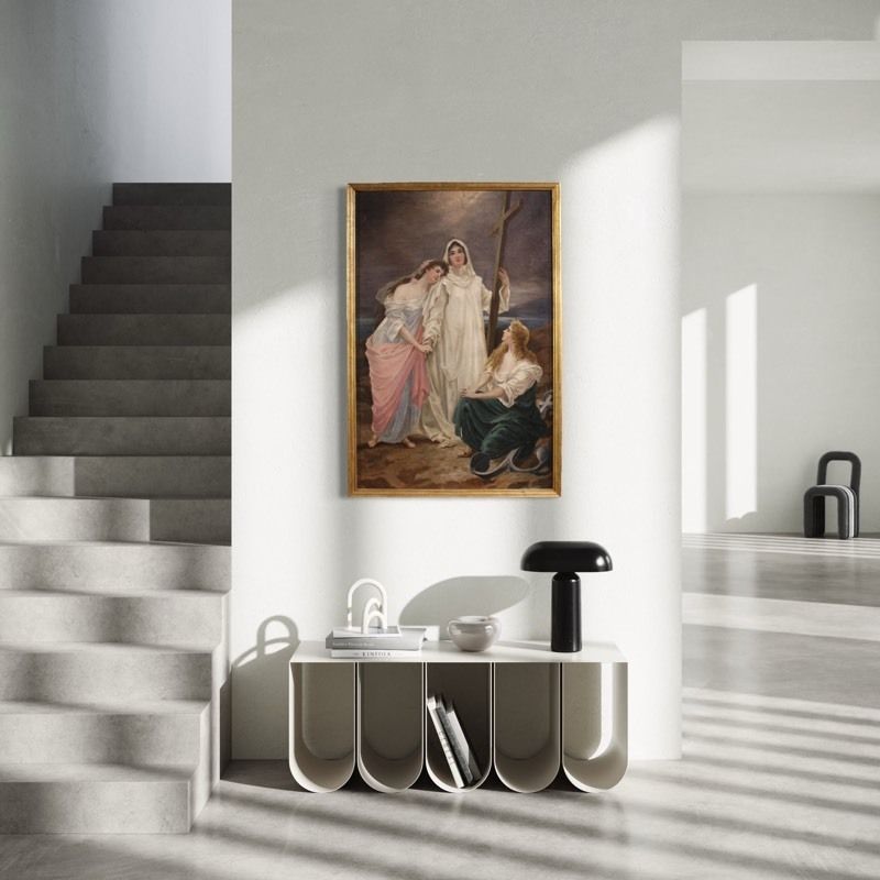 Great 19th Century Neoclassical Painting, Allegory Of Faith, Hope And Charity photo furniture