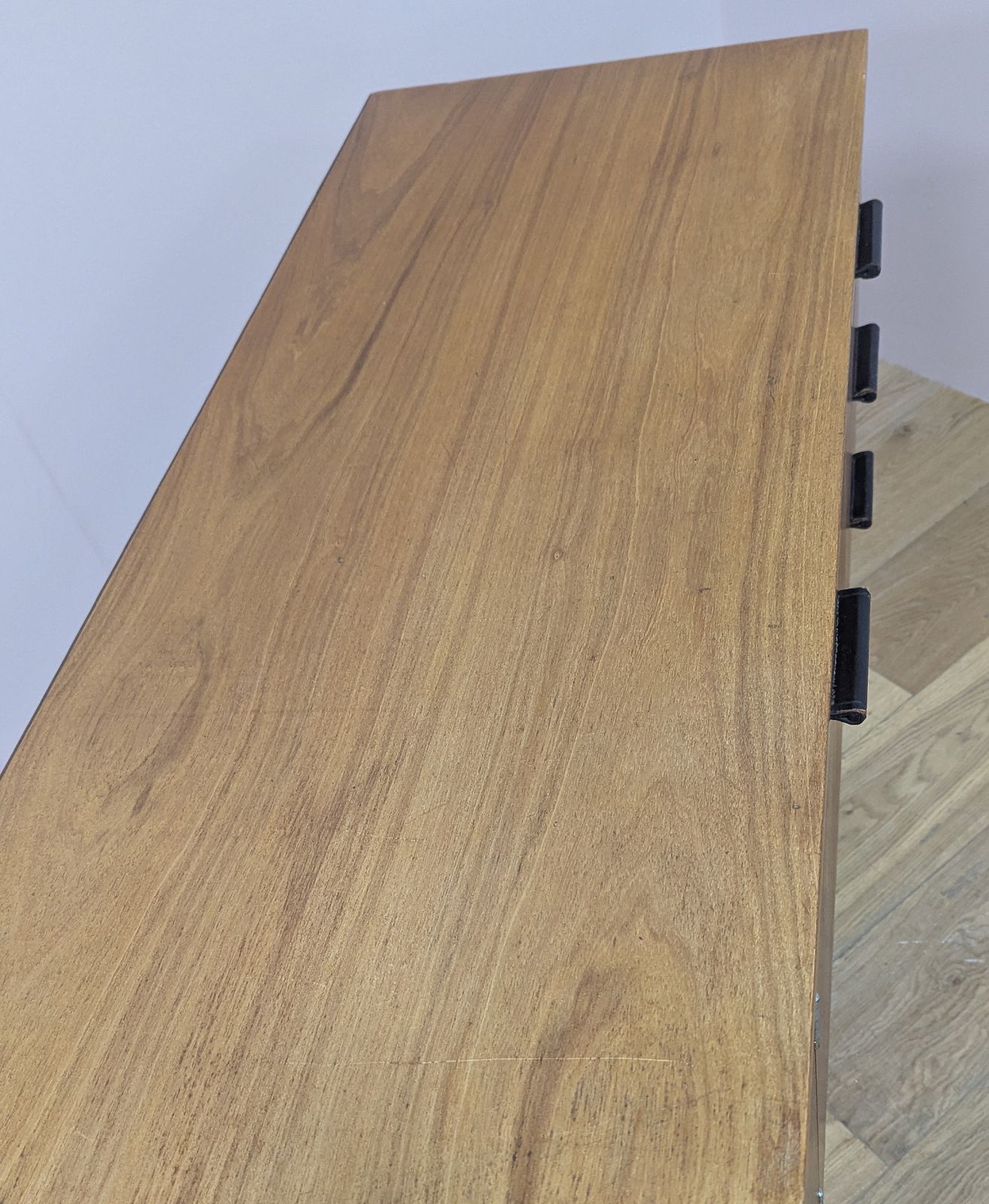photo for sale Midcentury 1960s Sideboard With Leather Handles By Gunther Hoffstead For Uniflex