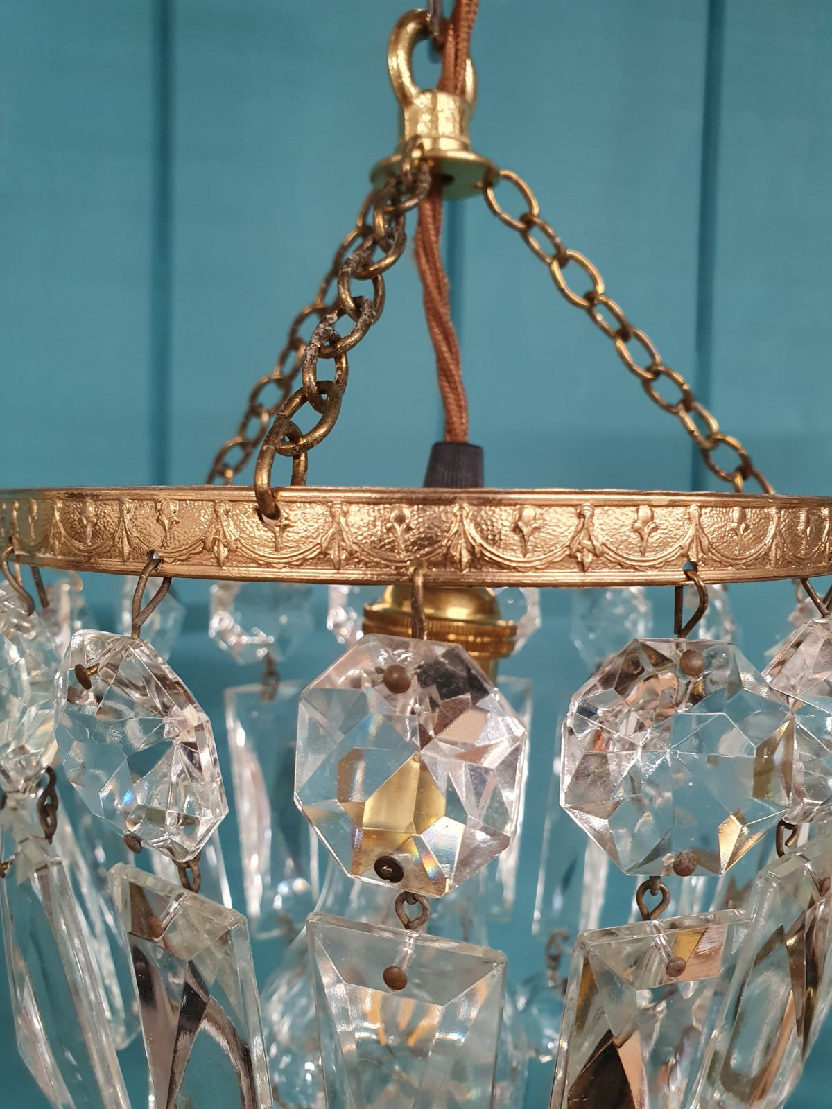 Antique Pair Of Prison Bag Chandeliers 6" photo Lighting
