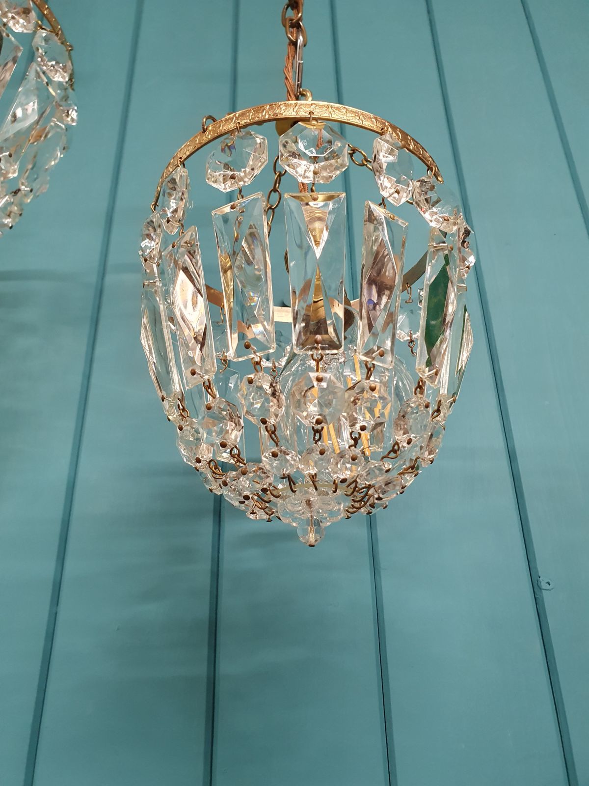 Antique Pair Of Prison Bag Chandeliers 6" photo 365.0