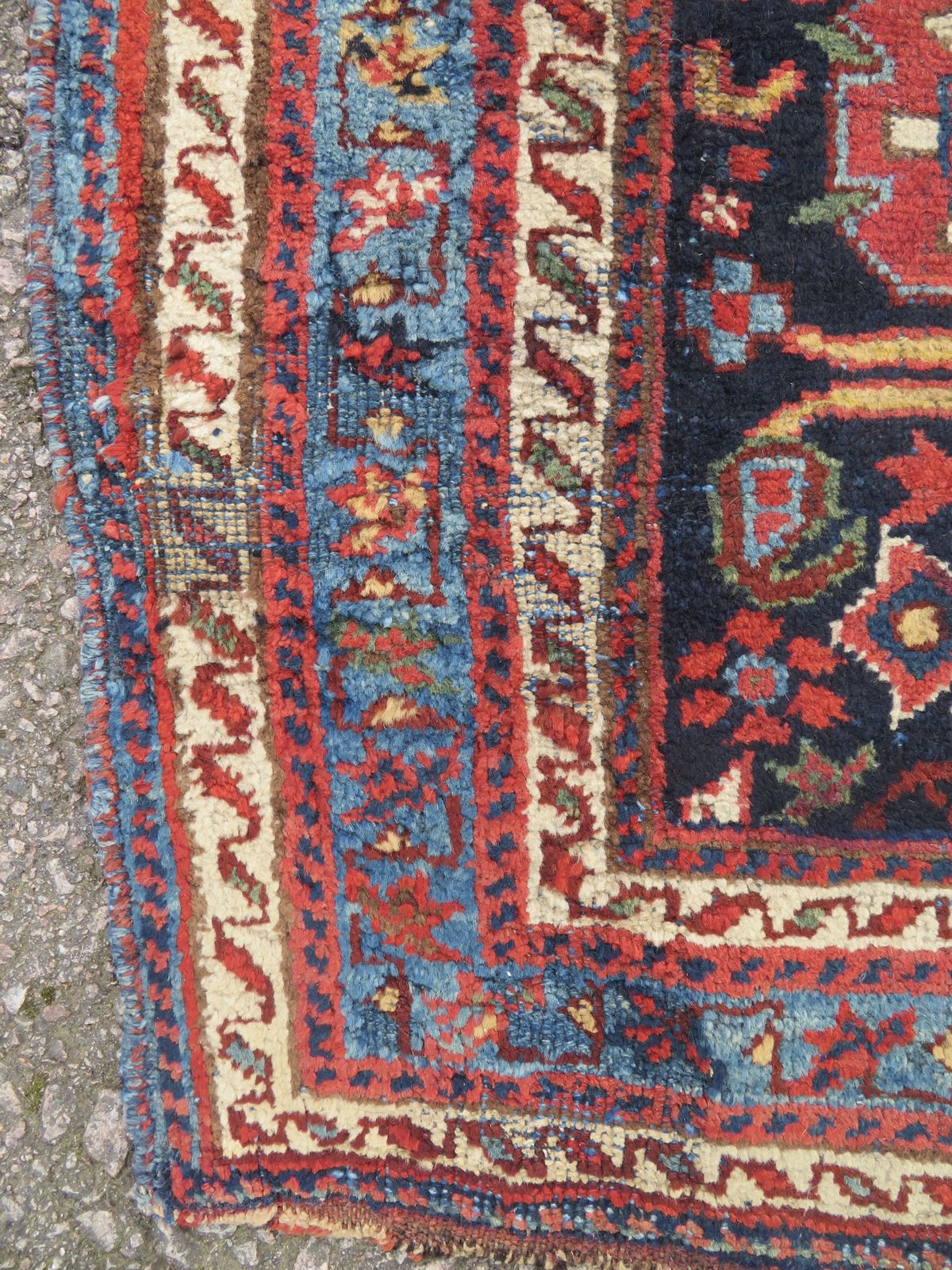 photo furniture Distressed Antique Kurdish Rug. 173cm X 137cm.