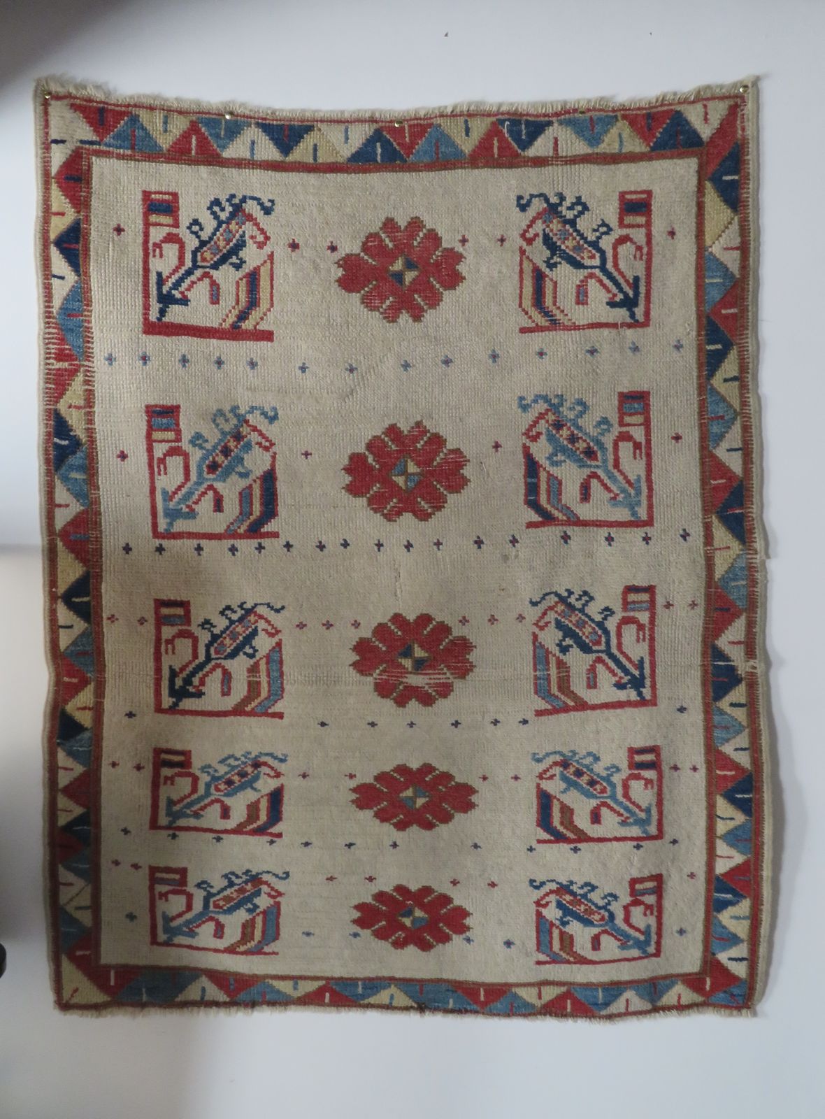 Scarce Antique White Ground Konya (Prayer) Rug. 120cm X 98cm.