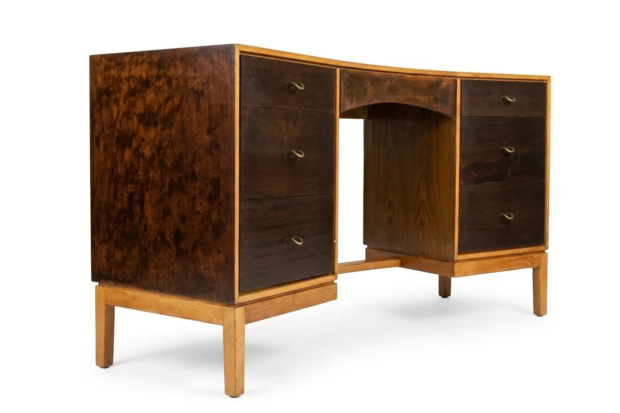 Century Stag Concave Dressing Table / Desk Designed By John And Syvia Reid