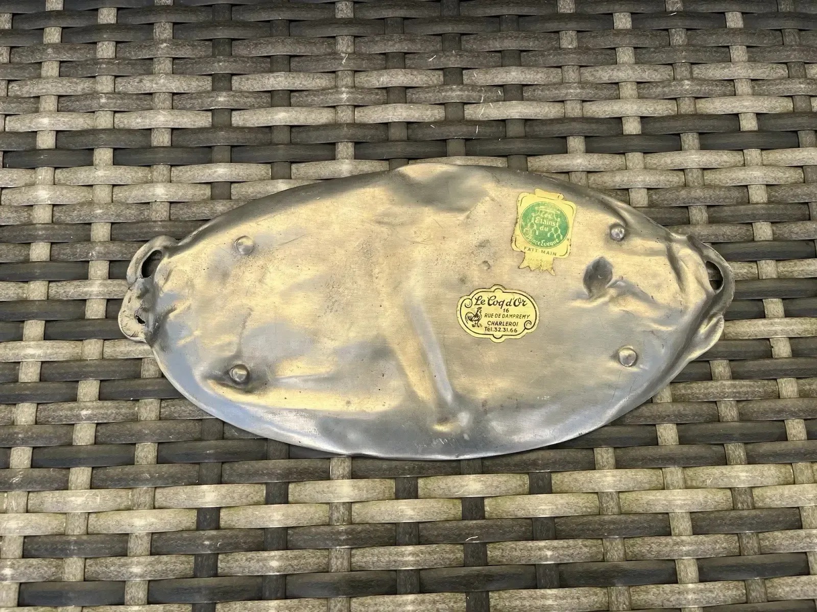 Vintage Art Nouveau Style Child & Snail Pewter Card Tray After Original By Wmf photo furniture