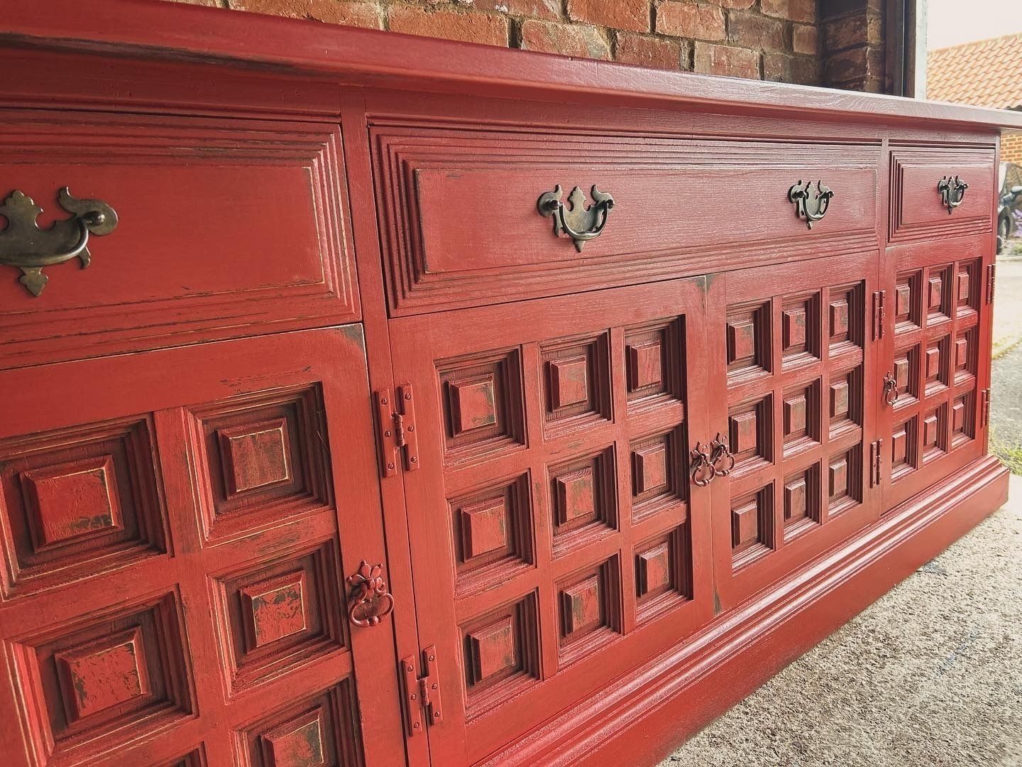 Antique Red Sideboard, 1800s