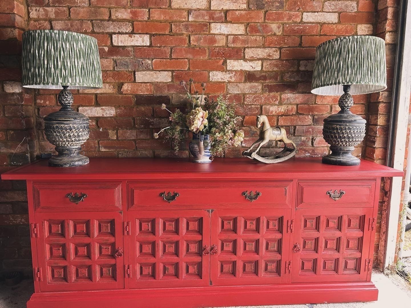 Antique Red Sideboard, 1800s photo vintage