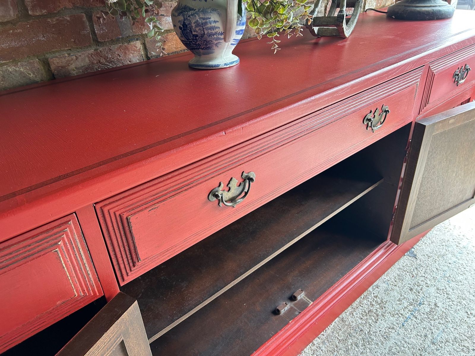 photo furniture Antique Red Sideboard, 1800s