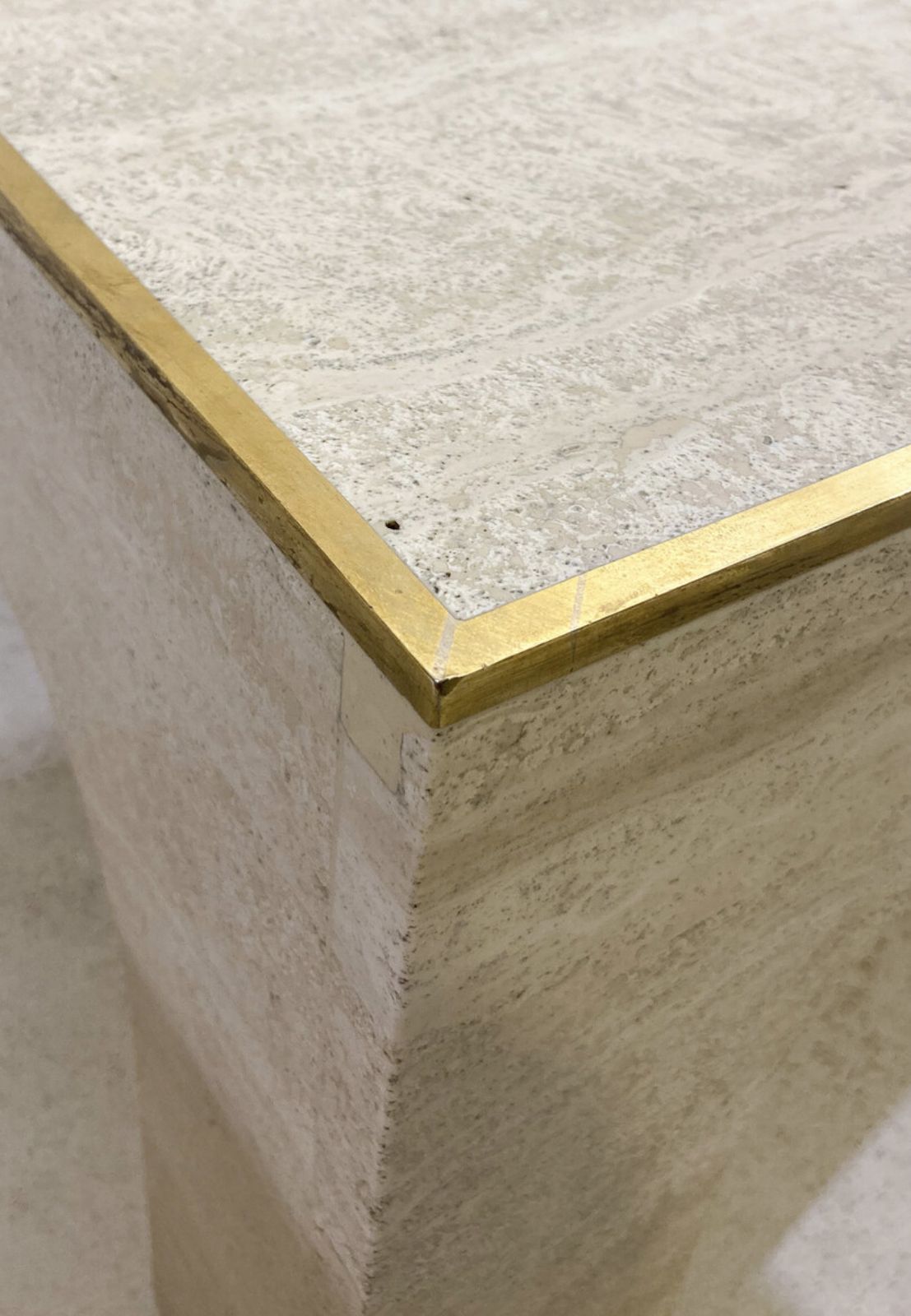 photo furniture Mid Century Modern Travertine Coffee Table By Willy Rizzo, Italy, 1960s