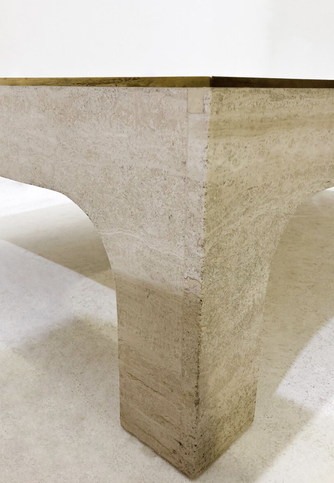 photo for sale Mid Century Modern Travertine Coffee Table By Willy Rizzo, Italy, 1960s