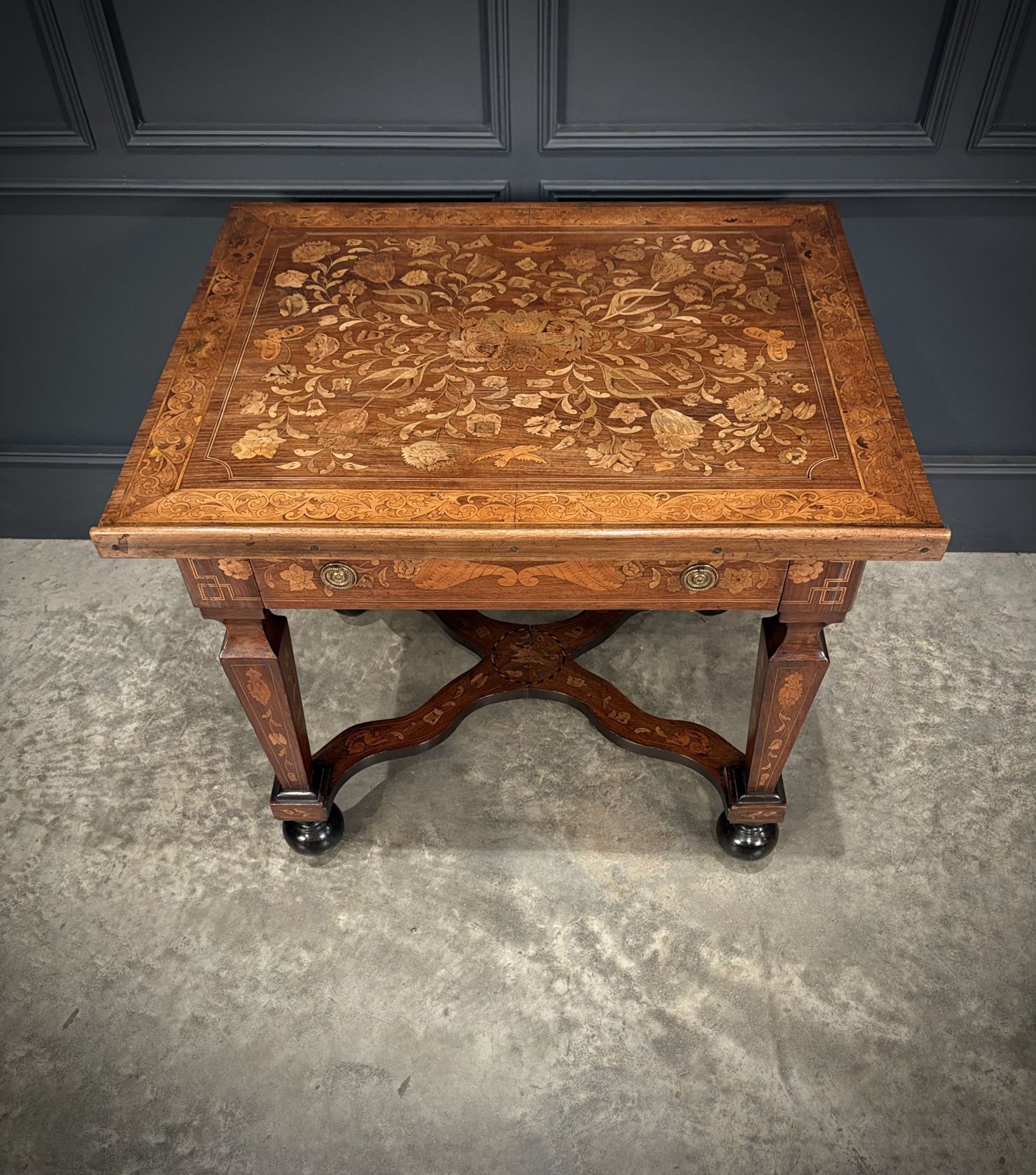 Furniture Rare 18th Century Dutch Marquetry Inlaid Architects Table photo