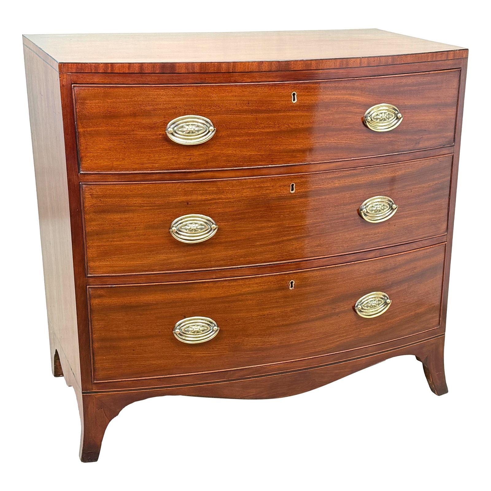 photo for sale George III 18th Century Bowfront Mahogany Chest Of Drawers (England, Circa 1790)