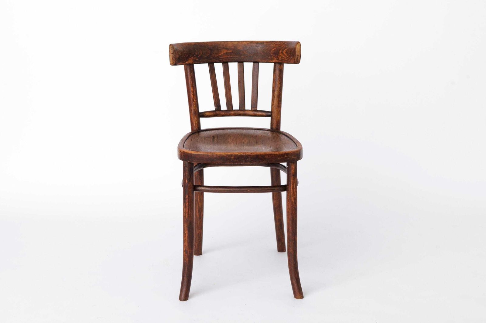 Vintage Houten Bureaustoel Jaren 1930–1950, Belgische Beukenhout Stoel, Mid Century Eetkamerstoel, Donker Gebeitst Hout