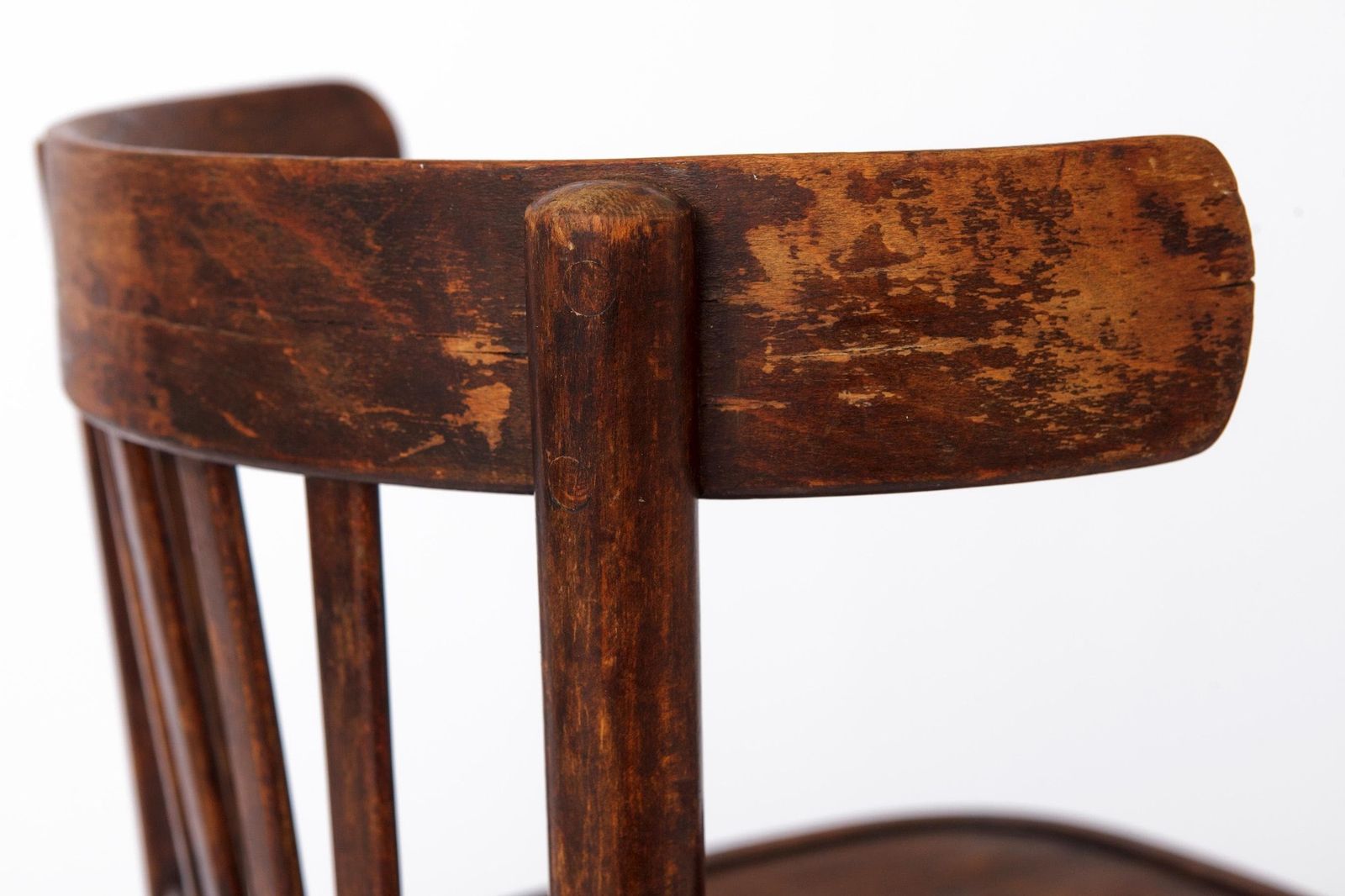 Vintage Wooden Desk Chair 1930s 1950s, Belgian Beech Wood Chair, Mid Century Dining Chair, Dark Stained Wood Chair photo vintage