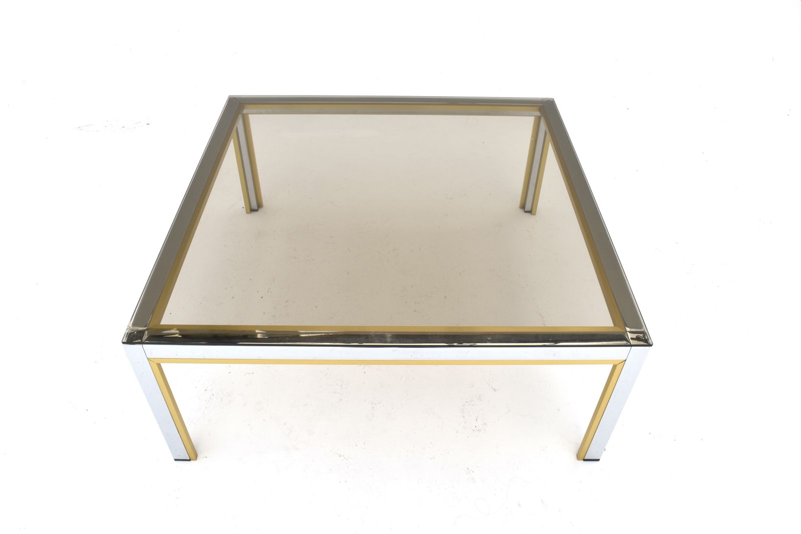 1970s Italian Renato Zevi Chrome, Brass & Smoked Glass Coffee Table photo 1195.0
