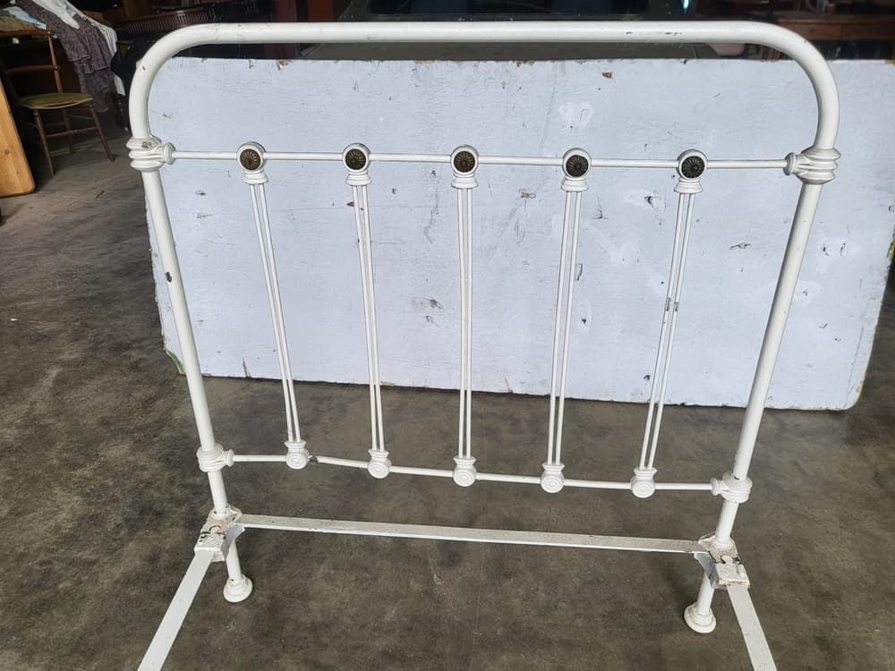 Antique Victorian Single White Cast Iron Bed Frame photo for sale