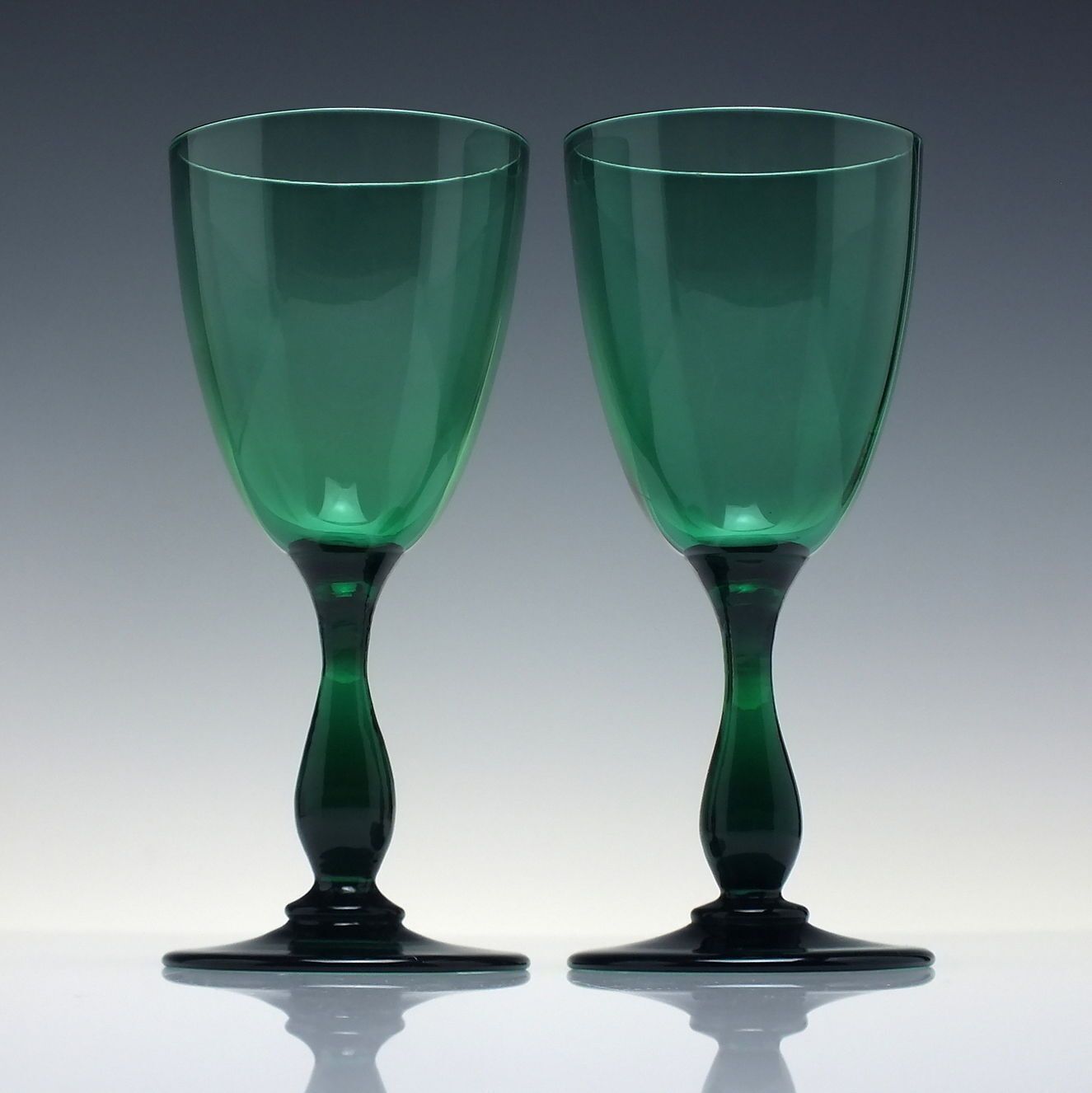 Pair Of Tall 19th Century Victorian Green Wine Glasses C1850 photo furniture