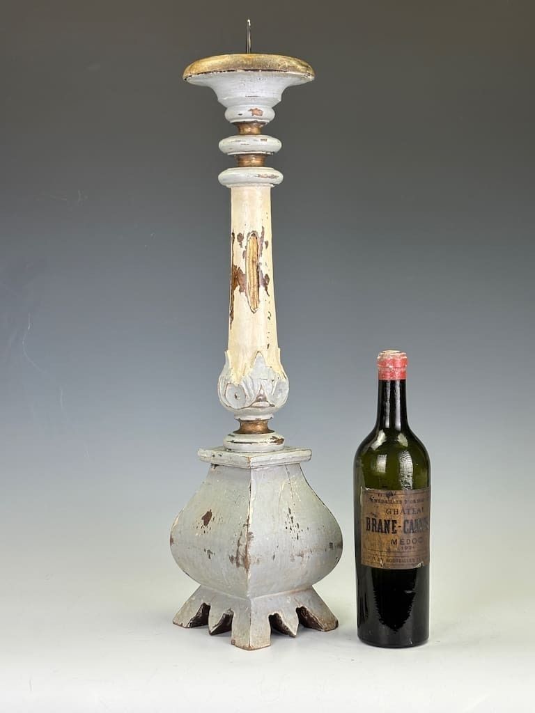 A Swedish Carved Wooden Candlestick, Circa 1870 photo for sale