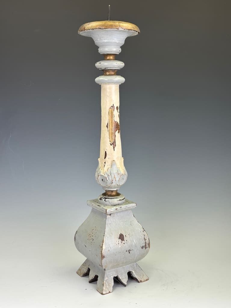 A Swedish Carved Wooden Candlestick, Circa 1870 photo Home Decor