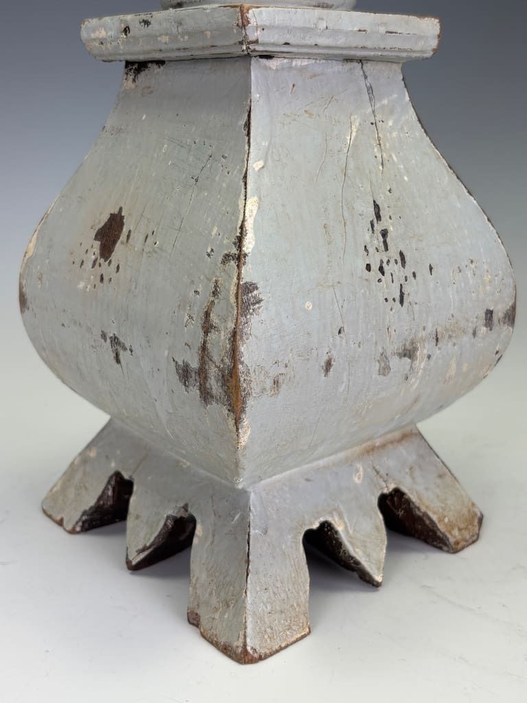 photo buy A Swedish Carved Wooden Candlestick, Circa 1870