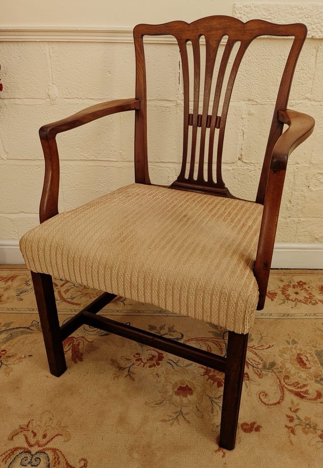 19th Century Mahogany Upholstered Armchair photo furniture