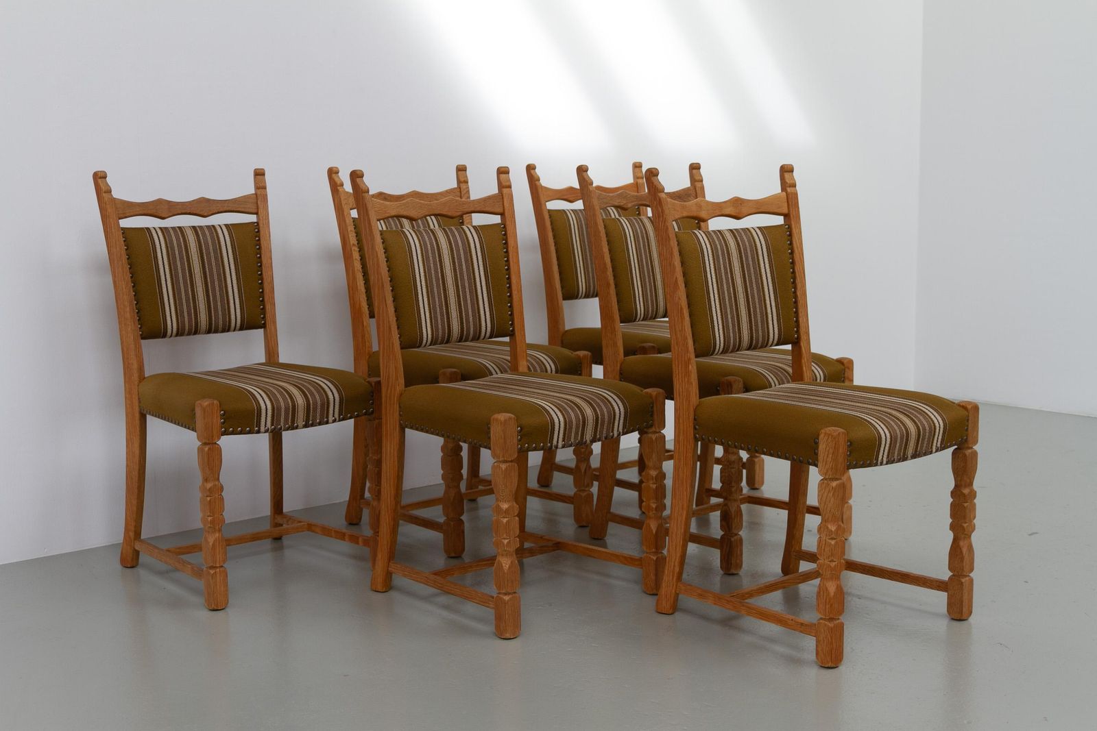 Danish Brutalist Oak Dining Chairs By Henning Kjærnulf, 1970s. Set Of 6. photo buy